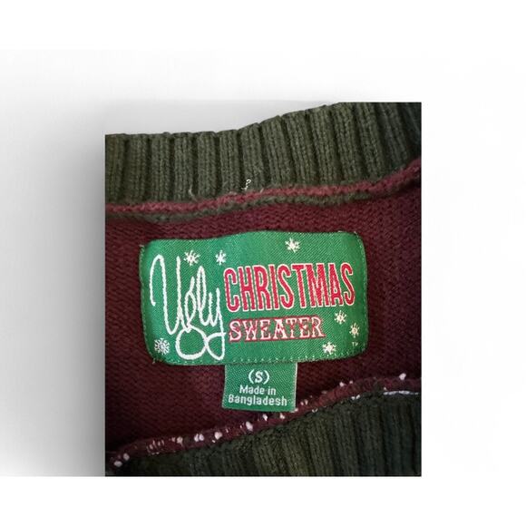 Ugly Christmas Sweater Unisex Gingerbread Man “Bite Me” in Red and Green size S - Picture 6 of 7